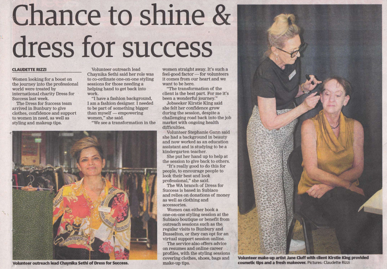 Newspaper article of Dress for Success